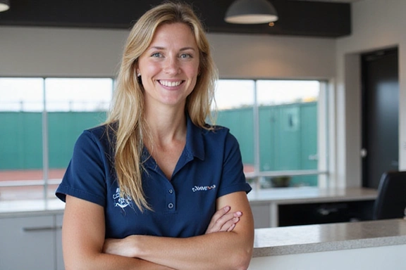 Friendly TennisPro USA staff member smiling