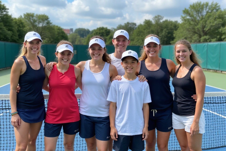 Coaches and junior players posing together after a successful program