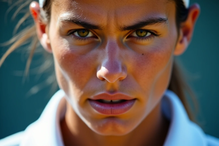 Match point tension on a player's face