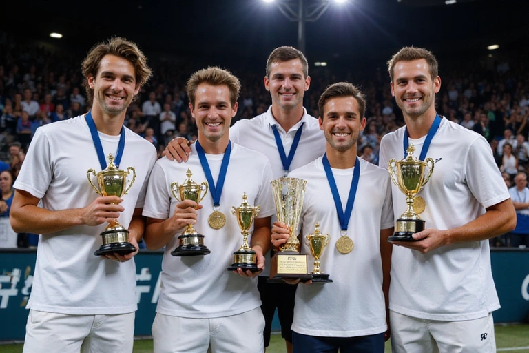 Trophy presentation ceremony with smiling winners