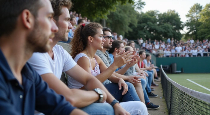 Spectators watching a tennis match