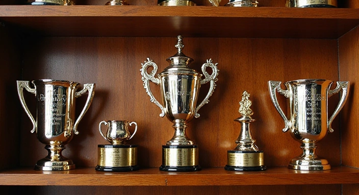 Trophy display at a tennis club