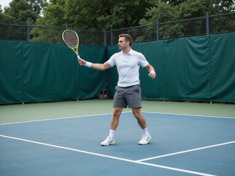 A person playing tennis on a court, symbolizing privacy in sports data.